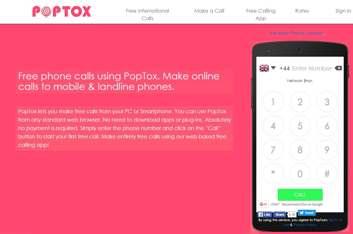 PopTox Free Phone Calls
