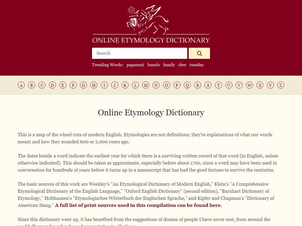 Online Etymology Dictionary