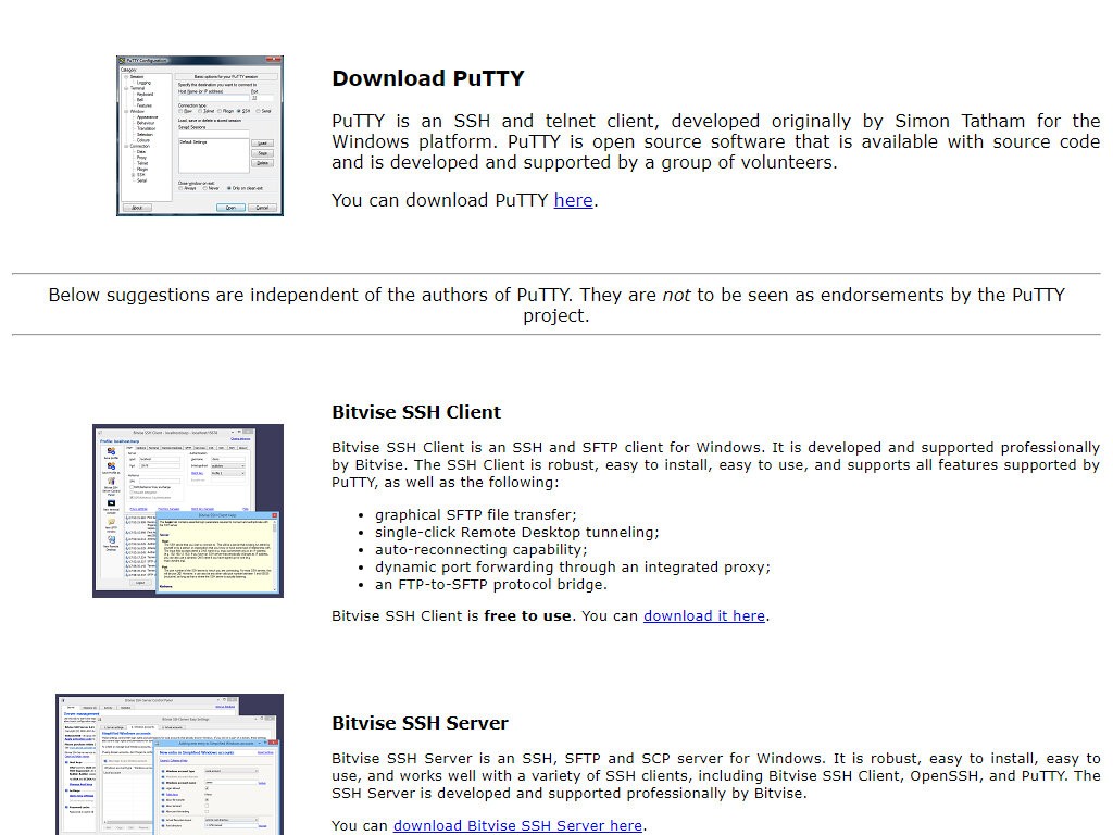PuTTY Telnet Client for Windows